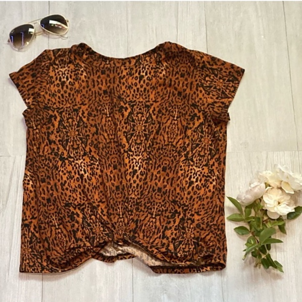 Girls 12 Animal Print Knotted Shirt
